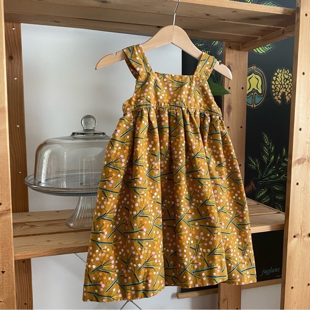 Piccadilly Bespoke Mustard Yellow Pink Floral Print Beckett Dress 2t - Picture 10 of 16